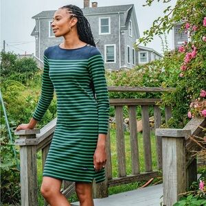 Brooks Brothers‎ Women’s Coastal Striped Blue Green Sheath Dress- Size Large